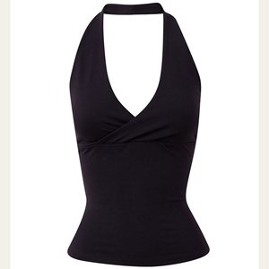 Débardeur court ajustable Lism pour femme, imprimé personnalisé, couleur unie, double doublure, col rond, sans manches, été - Product Image 1