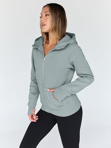 Sudadera con Capucha y Cierre Completo para Mujer, Corte Regular, Color Sólido, Tejido de Algodón y Fibra de Bambú, Ropa de Otoño - Product Image 2