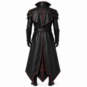 Manteau long en cuir véritable marron Eoin Winston Sports avec col haut et ceinture à la taille, fabriqué au Pakistan - Product Image 2