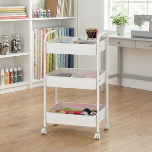 Chariot de cuisine mobile à roulettes à 1 étagère de qualité OEM, organisateur d'étagères en métal robuste, rangement domestique - Product Image 1