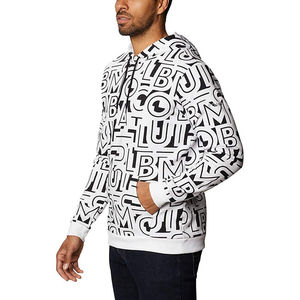 Sweat-shirt à capuche blanc pour homme, imprimé lettres, coupe classique, décontracté, en coton tricoté, pour l'automne - Product Image 4