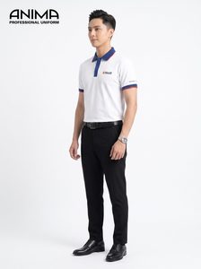 Camisa Polo Blanca de Uniforme Universitario HaUI para Hombre, Logotipo Bordado de Alta Calidad y Lujo - Product Image 4
