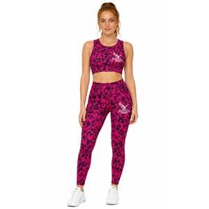 High Waist Floral Print Yoga Leggings <b>Tummy</b> <b>Control</b> Workout Pants With Pocket Custom Logo for Women - Product Image 2