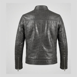 Veste en cuir véritable pour homme, faite à la main, design vintage, col rabattu, technique de teinture unie, imperméable, respirante, devant - Product Image 2