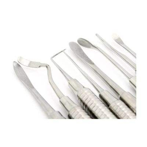 Juego de espátulas dentales de 8 piezas con cabezales chapados, mangos acanalados y diseño de mango grueso para restauración de resina compuesta - Product Image 2