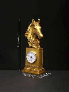 Horloge de bureau traditionnelle en laiton en forme de tête de cheval, mouvement mécanique silencieux, style antique, mécanisme de table décoratif portable - Product Image 2