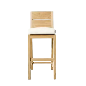 Tabouret de bar extérieur en teck Tabouret de bar en bois naturel Design moderne avec fabrication de coussins en Indonésie - Product Image 1