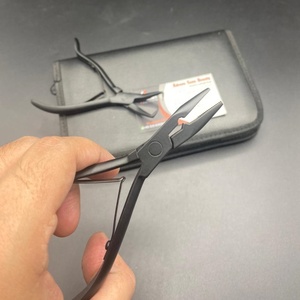 Vente en gros de pinces d'extension de cheveux en microbilles d'acier inoxydable noir mat logo personnalisé boucle peigne de queue de rat outils d'extension de cheveux - Product Image 5