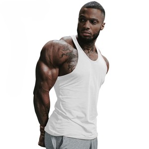 Custom LOGO Cotton Spandex Men's Gym Tank <b>Top</b> Blank Solid Silk Screen Printing Knitted Breathable Quick Dry Athletics Wear - Product Image 4