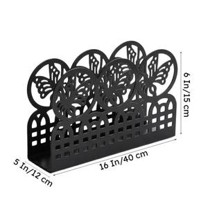 ที่ใส่กล่องกระดาษทิชชู่โลหะสีดำพร้อมดีไซน์รูปผีเสื้อ ขนาด 16x5x6 นิ้ว - Product Image 2