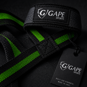 Sangles de levage GAPE SPORTS en nylon noir et vert, antidérapantes, fermeture Velcro, entraînement de force, unisexe, prix de gros, OEM personnalisé - Product Image 4
