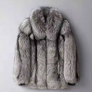 Manteau d'hiver chaud en laine 100% pour homme, style trench-coat, avec capuche en fourrure de renard florale personnalisée, anti-plis, de luxe, OEM - Product Image 1