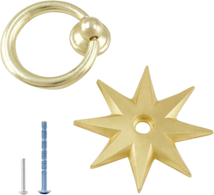 Lot de 4 poignées d'armoire en laiton en forme d'étoile, poignées décoratives en laiton pour armoires de cuisine, tiroirs et placards - Product Image 1