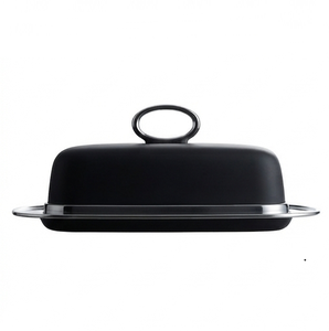 Beurrier en aluminium noir mat avec couvercle, design moderne, hermétique pour une conservation optimale, vaisselle de cuisine - Product Image 4