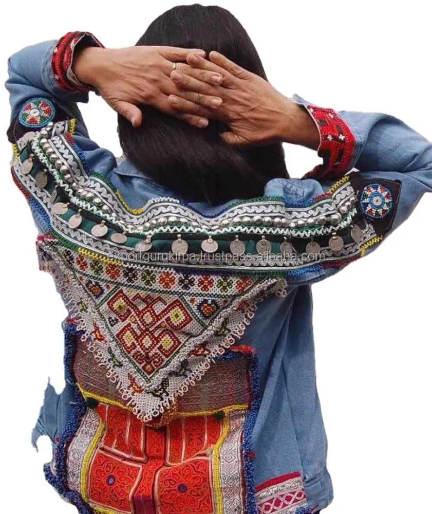 Vintage Denim Banjara Jacket for women Tribal Embroidery Custom Jacket Guru Kirpa Export House