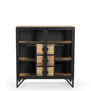 Modern 2025 Handmade <b>Iron</b> Frame Side <b>Board</b> with 2 <b>Iron</b> Doors 3 Wooden Drawers <b>Iron</b> Top Quality Furniture <b>Storage</b> Furniture 2025 - Product Image 4