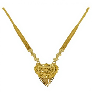 22K Solid Gold Rani Haar Long Necklace Traditional Indian <b>Bridal</b> Haram Real Yellow Gold Wedding Jewelry for Women - Product Image 2