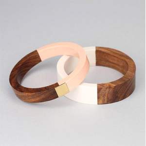 Bracelets en bois élégants, accessoires de mode en cristal, style ethnique moderne, résine et bois faits à la main - Product Image 4