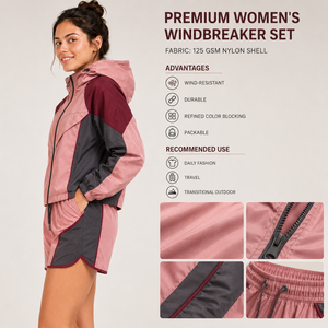 Ensemble de survêtement coupe-vent 2 pièces pour femme en tissu technique tissé, imperméable, écologique, streetwear, pliable - Product Image 6