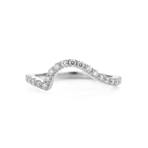 New Trending Minimalist Curved Ring 9K 10K Solid Gold Stackable <b>Wedding</b> Band V Shape Micro Pave Ring Round Lab Carted Diamond - Product Image 3
