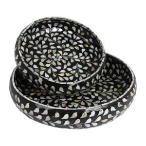 Tazón Artesanal con Incrustaciones de Hueso, Tazón de Resina Negra para Servir Frutas y Ensaladas, Centro de Mesa de Lujo, Vajilla Decorativa India - Product Image 6
