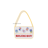 Bolsa Personalizada para Fichas de Mahjong con Rayas y Cuentas, Bolsa de Hombro de Lona Ecológica de Verano con una Sola Correa para Transportar Dados