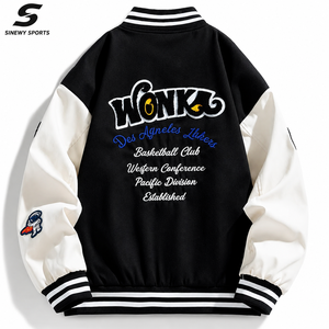 Chaqueta Varsity Bordada para Hombre, Diseño con Parche de Letra A en Blanco y Negro, Ropa Exterior Casual de Otoño - Product Image 3