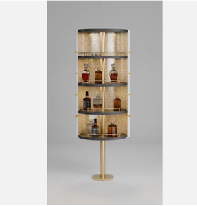 Axis Solid Wood <b>Bar</b> Cabinet Custom Spinning Modern Home <b>Bar</b> Unit with Stainless Steel Handles 5 Plus Compartments - Product Image 4