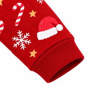 Combinaison de Noël rouge pour bébé, avec chapeau de Père Noël, imprimé canne à sucre et flocon de neige, manches longues, boutonnée sur le devant, vêtements de nuit pour nourrissons et tout-petits, en Spandex/Coton - Product Image 4