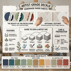 Feuilles de papier cartonné artisanal de qualité artiste pour la peinture, le dessin, l'artisanat, la papeterie, la gravure et les projets créatifs - Product Image 6