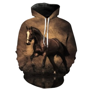 Conjunto de sudadera informal para hombre, novedad de 2025, 3D Sudadera con capucha con estampado de Otoño de caballo de Animal, ajuste holgado y elegante - Product Image 4
