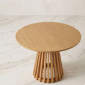 Solid Teak Wood <b>Coffee</b> <b>Table</b> <b>Round</b> <b>Wooden</b> Center <b>Table</b> Natural Brown Modern Accent <b>Table</b> for Living Room - Product Image 4