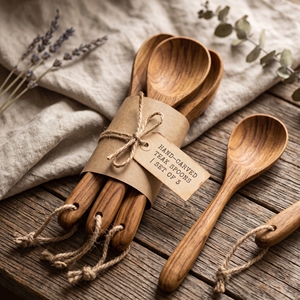 Vintage Teak Wood <b>Serving</b> <b>Spoon</b> 16.2x3.2cm Food Grade Polished Natural Wooden <b>Spoon</b> - Product Image 5