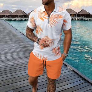 New Design 2026 Summer Casual Solid Men's Twin <b>Set</b> Short Sleeve T-Shirt and Shorts Two-Piece 100% Cotton <b>Knitted</b> Quick Dry - Product Image 5