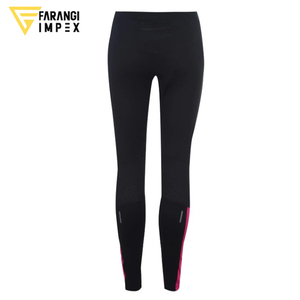 Legging de yoga pour femme en nylon et lycra noir à rayures roses dynamiques, anti-frottement, séchage rapide, pour la course et le sport - Product Image 4