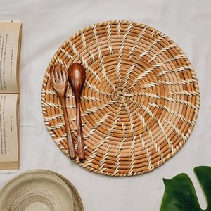 Natural rattan <b>placemats</b> high quality woven gold <b>placemat</b> chargers for wedding table accents - Product Image 6