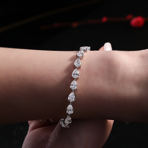 Pear Cut Diamond Tennis <b>Bracelet</b> White <b>Gold</b> Claw Setting Classic Women's Wedding Jewelry GIA Certified - Product Image 3