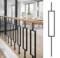 Balustre rectangulaire simple en fer, moderne, en métal, finition lisse noir mat, pour escalier et balcon