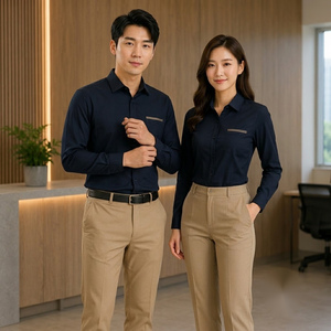 Chemise d'uniforme marine à manches longues avec pantalon kaki en mélange respirant polyester et coton pour adultes unisexe - Product Image 3