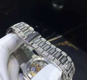 Montre BOJ P.P.015 pour homme, affichage analogique classique, baguette en moissanite, bracelet en alliage, boîtier plaqué or rose 20 mm, verre 41 mm - Product Image 3