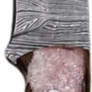 Cuchillo de Caza de Hoja Fija de Damasco con Mango de Nogal y Resina de Piedra Rosa, Forjado a Mano, para Camping, Supervivencia y Actividades al Aire Libre, OEM - Product Image 3