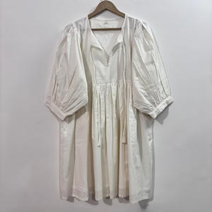 Mini-robe formelle en coton 100% naturel, imprimé floral dessiné à la main, faite à la main, écologique, col en V, manches 3/4, ourlet à volants en dentelle, lavable - Product Image 1