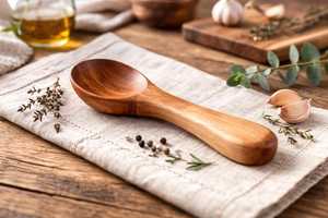 Cuchara de servir de madera chapada en oro con mango largo para té, café, postres y sopas, ideal para regalos. - Product Image 2