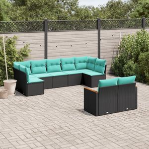 Ensemble de canapés de patio noir et bleu pour la collection de meubles de jardin d'extérieur - Product Image 1