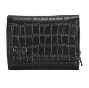 Portefeuille en cuir véritable gaufré croco personnalisé, finition croco noire, logo personnalisé, marque privée, OEM, vente en gros, luxe, petit format - Product Image 1