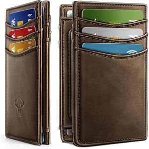 Men's Slim Leather Wallet with 12 <b>Card</b> Holders Simplified Bill <b>Folder</b> and Magnetic Closure Easy Money Clip-RFID Protected - Product Image 1