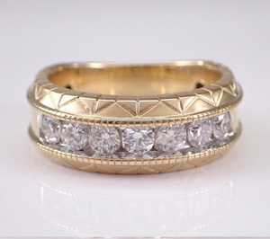 Anillo de boda para hombre chapado en oro con engaste de circonitas, plata de ley 925, joyería fina gruesa para aniversario, regalo de compromiso - Product Image 1