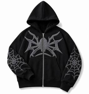Vente en gros : Nouveau design – Sweat à capuche zippé en molleton bouclette avec imprimé motif araignée, respirant, idéal pour l'automne - Product Image 5