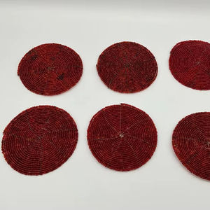 Posavasos Artesanales con Cuentas de MS HANDICRAFT - Regalos Religiosos Clásicos con Base de Poliéster (4x4 Pulgadas) Portátiles - Product Image 1