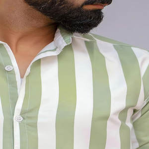 Chemises à rayures verticales vintage officielles formelles et à manches longues en polyester pour hommes avec impression personnalisée du logo du bureau d'affaires - Product Image 3